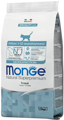 Корм сухий для котів Monge monoprotein kitten з фореллю 1,5 кг