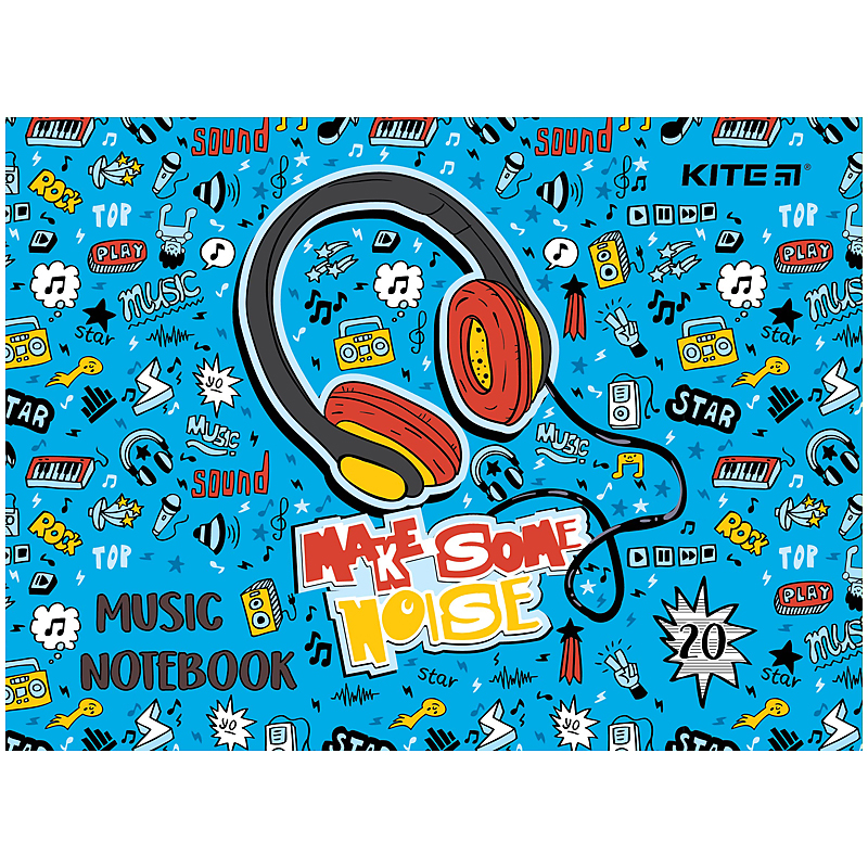 Тетрадь для нот А5 20 листов Headphones K24-405 KITE