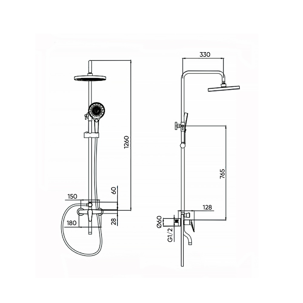 Душова система FADO S.r.l Garda MIX05033W матовий білий