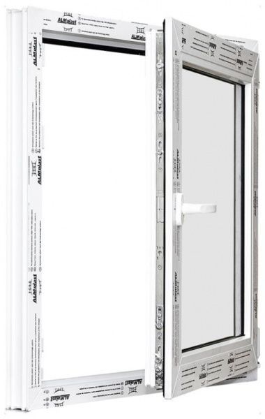 Вікно поворотно-відкидне ALMplast 4K 600x600 мм праве 