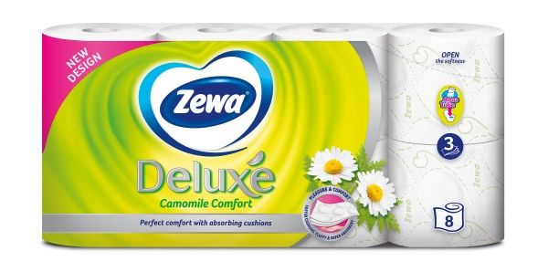 Туалетная бумага Zewa Deluxe Chamomile Comfort трехслойная 8 шт.