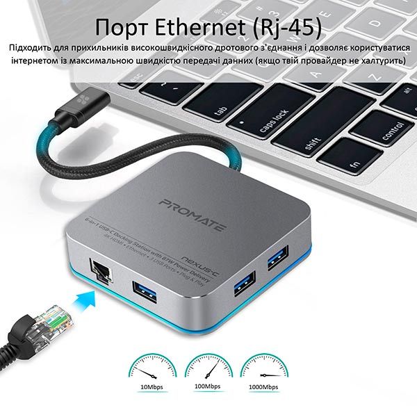 USB hub Promate Nexus-C Grey