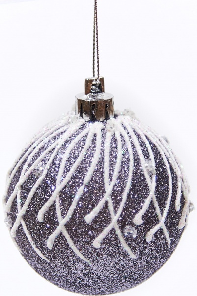 Шар новогодний Искра 80 мм серебро 6643