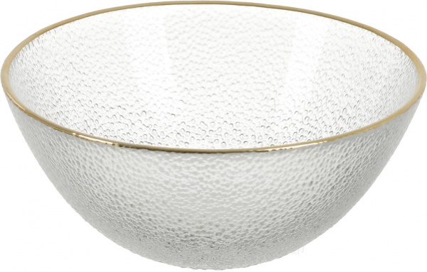 Блюдо глибоке Water 15,5 см прозоре із золотим обідком Dekor Cam 