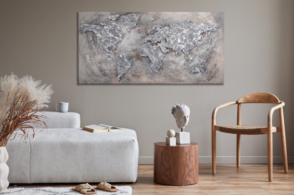 Картина Мировая карта 70x140 см YS-Art 