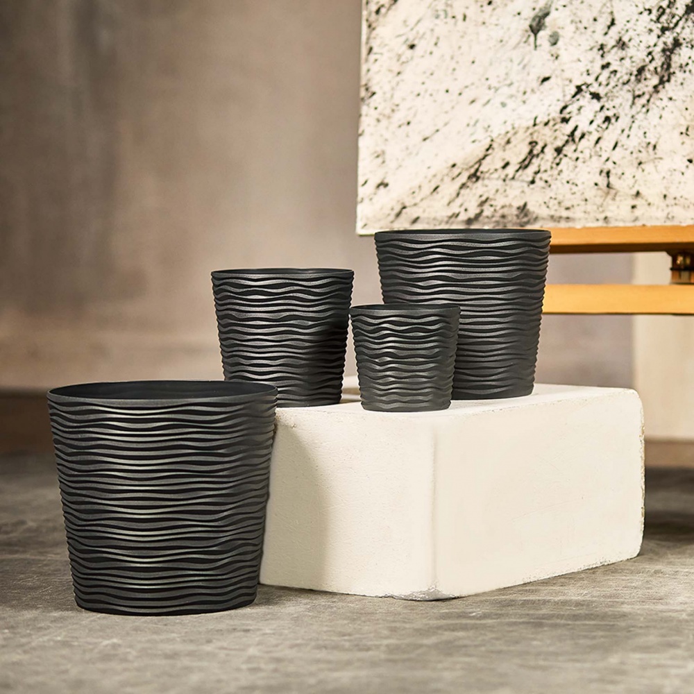 Вазон пластик Ф'южн круглий граніт 22 л Алеана (127074)