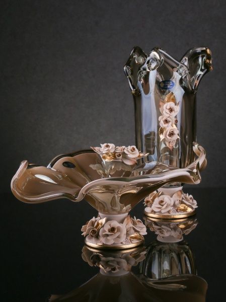 Ваза стеклянная бежевая Persia 30х48х24 см White cristal