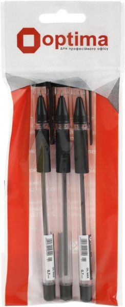 Набір масляних ручок Optima OIL MAXX 07 мм. 3 шт. чорні 