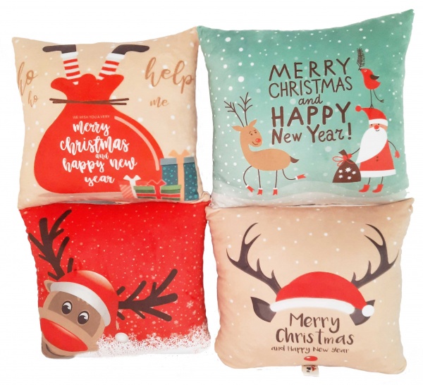 Подушка декоративна Анна Merry Christmas з Дідом морозом 35 см зелений