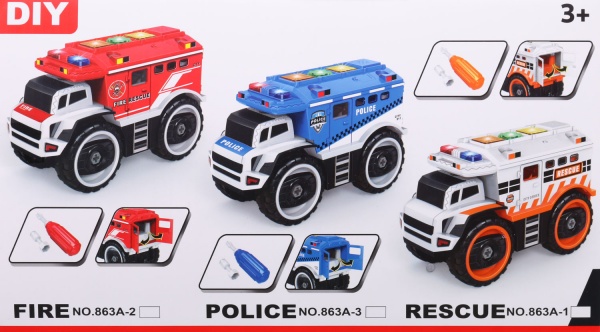 Конструктор MERX Limited пожарная машина с шуруповертом 25х12х16 см MX0304519