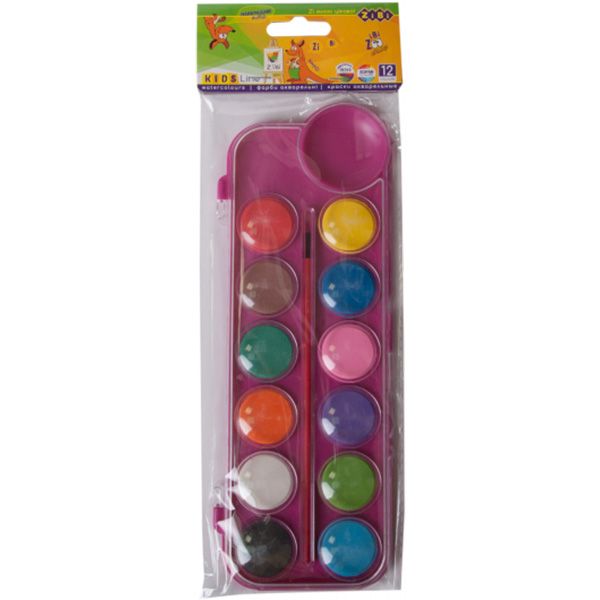 Краски акварельные сухие 12 шт. ZiBi