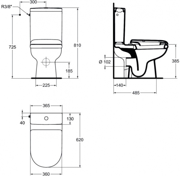 Унітаз-компакт Ideal Standard Exacto Rimless із сидінням Soft Close