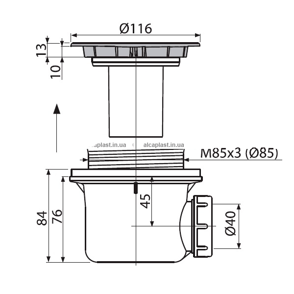 Сифон для душевого поддона Alca Plast A49CR