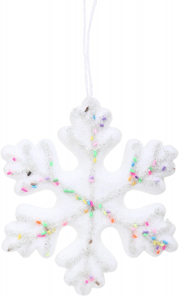 Декорация новогодняя Китай Снежинка с бисером YE2461W 15 см белый