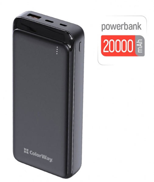 Універсальна мобільна батарея ColorWay 20000 mAh black (CW-PB200LPG3BK-PD) 