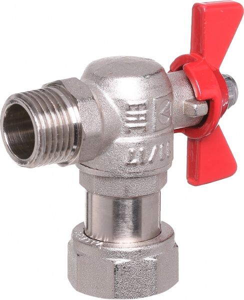 Кран кульовий Valtec кутовий з накидною гайкою 1/2х3/4