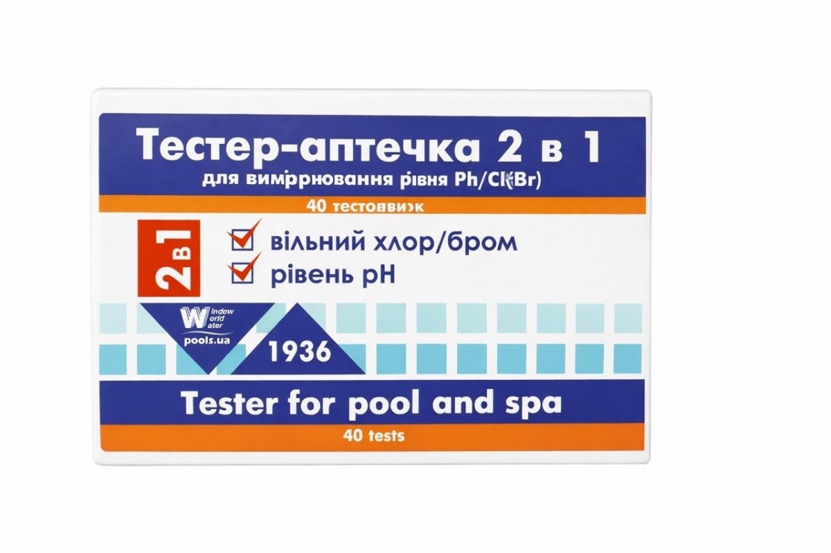 Тестер для басейну 2 в 1 (pH, Cl/Br) Water World Window — фото 1