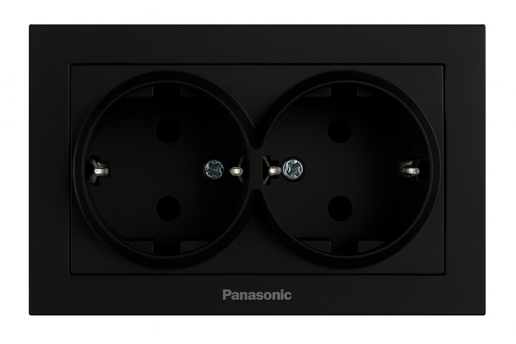 Розетка подвійна із заземленням Panasonic Karre Plus 55 IP20 чорний WDTC92052BL-UA1