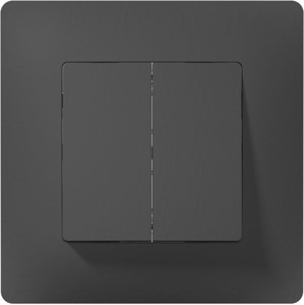 Выключатель двухклавишный Plank Electrotechnic Classic/Nordic без подсветки 10 А 250В антрацит PLK0121241
