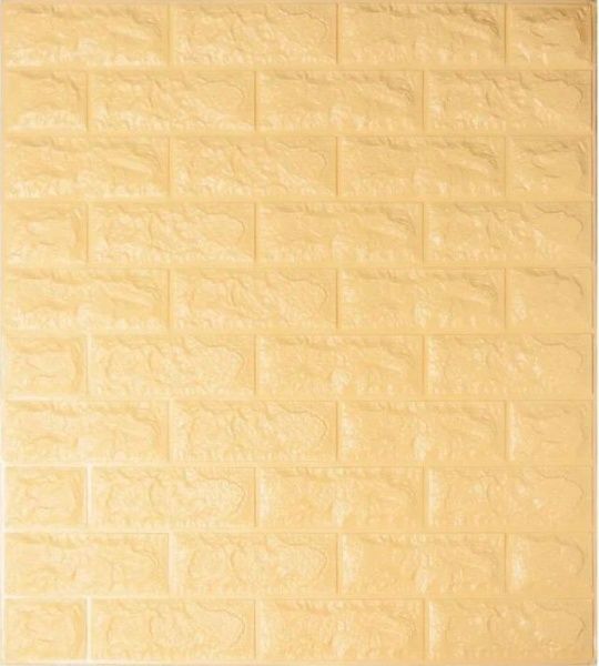 Декоративна наліпка 3D-панель цегла бежева 770x700x8 мм