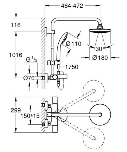 Душевая система Grohe Vitalio Joy 180 27860001