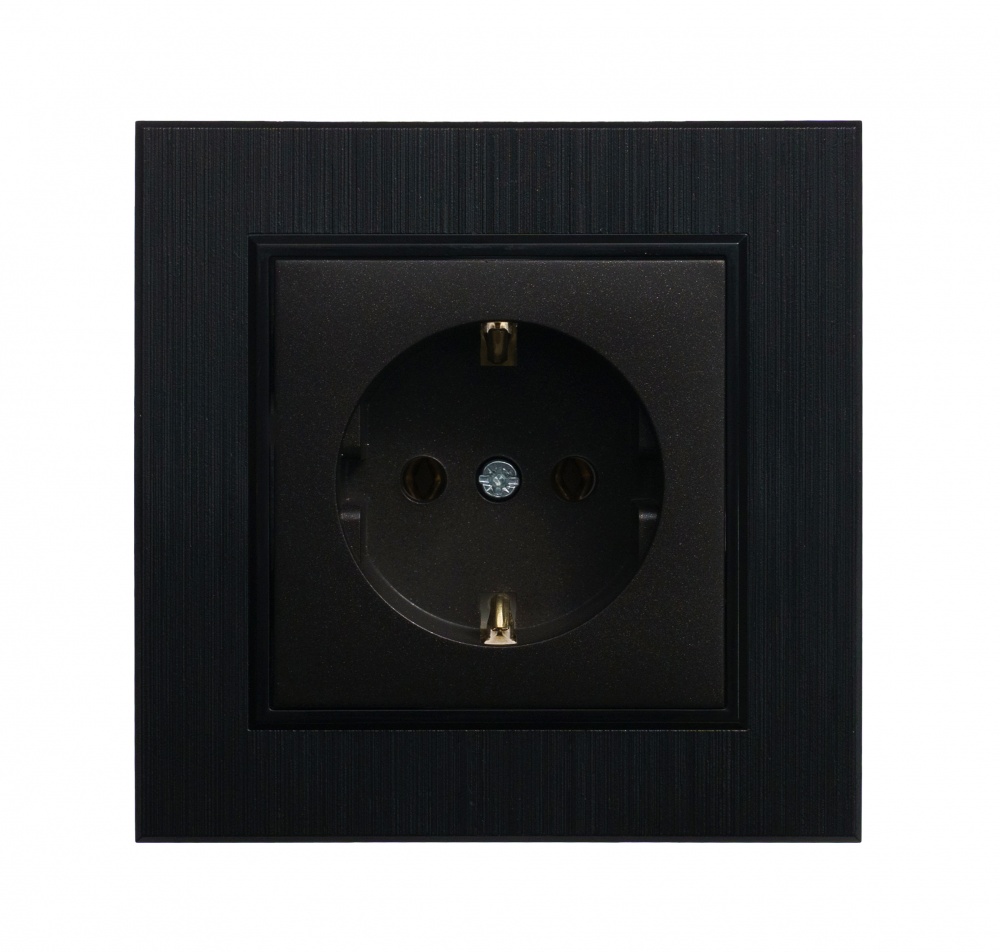 Механізм розетки із заземленням Makel Karea IP20 чорний 57054028