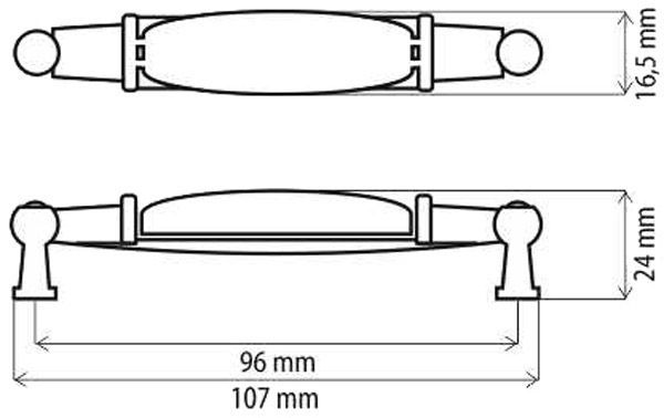 Меблева ручка UP 213 AB/MLK 96 мм стара бронза DC