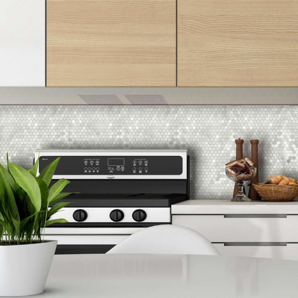 Декоративна панель EMERGO самоклеюча Шестигранна Нікель Home Inspire 