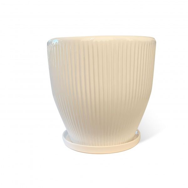 Горщик керамічний Резон Гофре фігурний 11,5л білий 