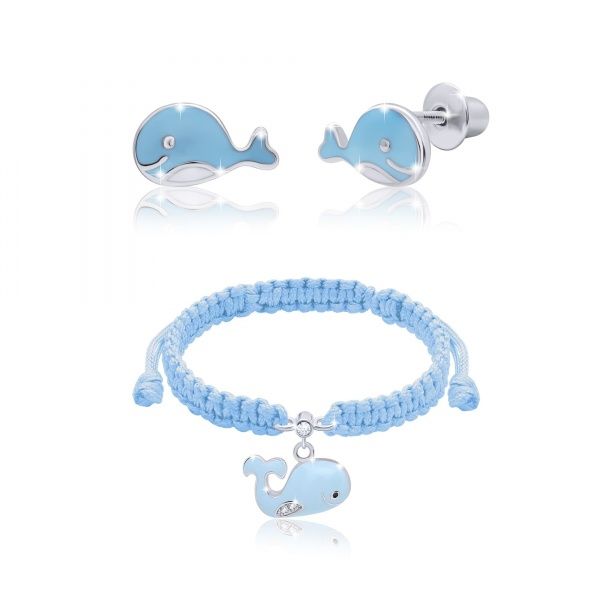 Серьги-пусеты UMa&UMi Кит голубой