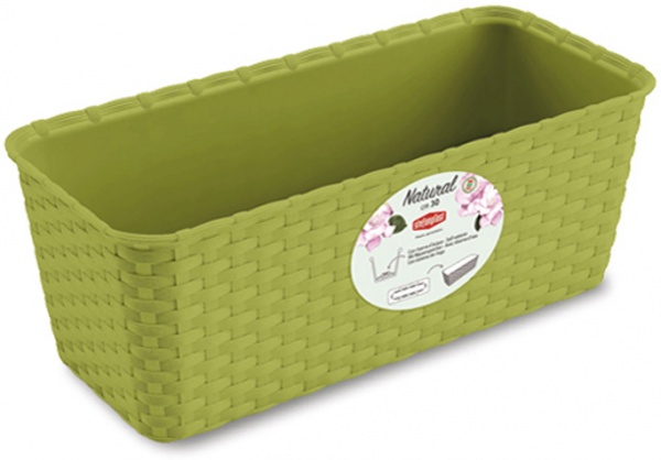 Вазон пластиковый Stefanplast Natural прямоугольный 2,4л светло-зеленый 