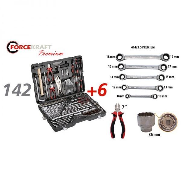 Набір ручного інструменту Forcekraft 142 шт. FK-41421-5 PREMIUM