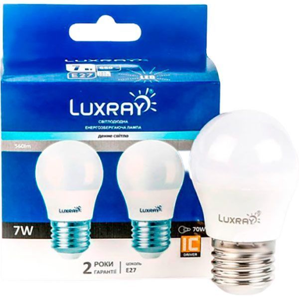 Лампа світлодіодна Luxray 2 шт./уп. 7 Вт G45 матова E27 220 В 4200 К LXA-442-A45-2707 