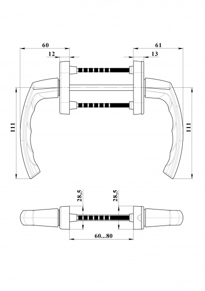 Ручка двостороння ASTEX Antey біла Ral 9016 BHS 4/3 