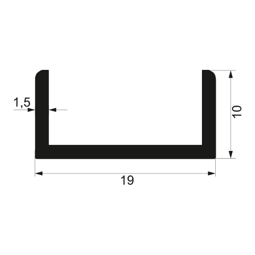Профиль кромочный П-образный 19х10х1.5 / AS 3,0 м алюминий/серебро