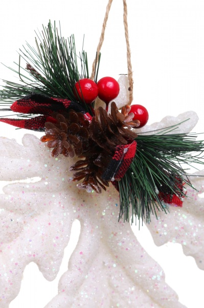 Ялинкова іграшка Листок білий 18x18x3 см E09036W 