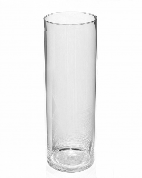 Ваза скляна циліндр Волошки 48 см прозора 