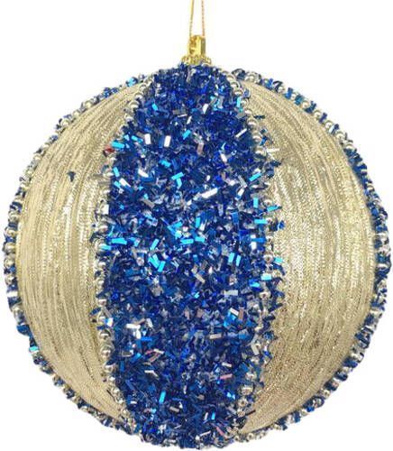 Шар пенопластовый в полоску 10 см синий с золотым