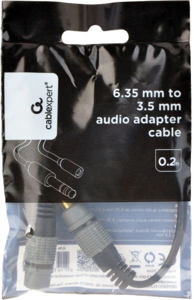 Кабель Cablexpert аудио/стерео 0,2 м черный (A-63M35F-0.2M) 6.35мм M / F 3.5 мм 