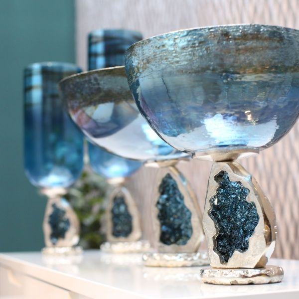 Ваза скляна синій 15х57 см PANACHE