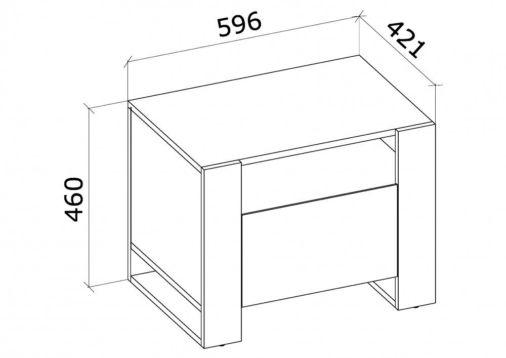 Тумба прикроватная Грейд Combo 596х460х421 мм графит серый/дуб эвок прибрежный