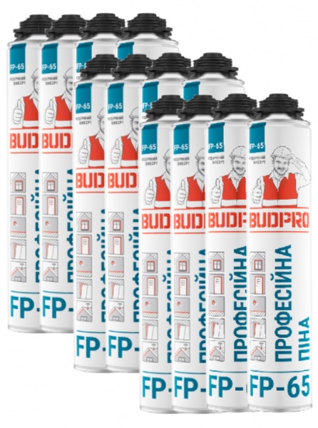 Пена монтажная BUDPRO FP-65 Professional Gunfoam ящик 12 баллонов 720 мл 