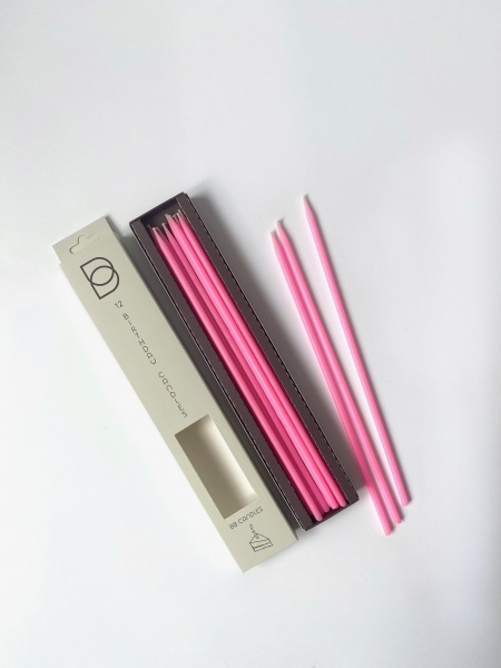 Свічки для торта BB CANDLES neon pink 25 см 12 шт.