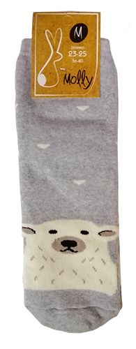 Шкарпетки жіночі Молли Зимовий ведмідь р. 23-25 білий із сірим 1 пар 