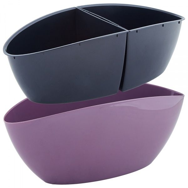 Горщик пластиковий Алеана Каное зі вставкою 32х14 см овальний фіолетовий (115048) 
