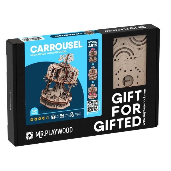 Дерев'яний 3D-конструктор Mr.Playwood Карусель механічна 10403