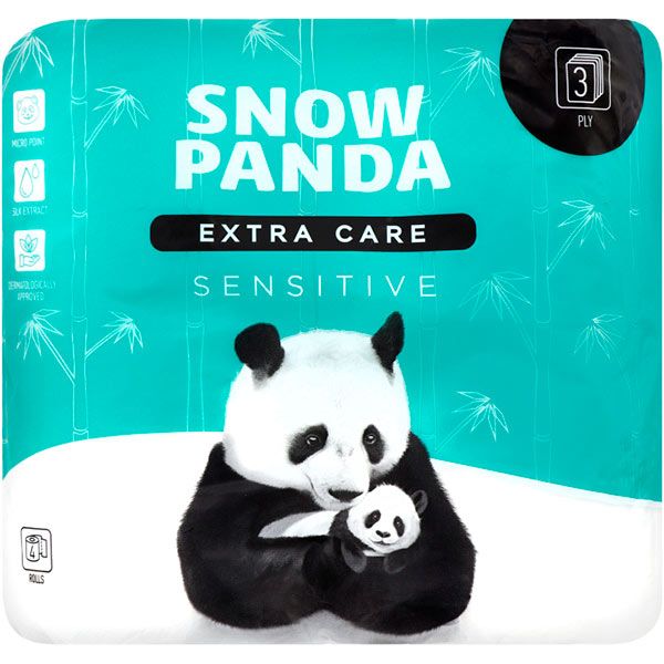 Туалетний папір Сніжна Панда EXTRA CARE Sensitive тришаровий 4 шт.