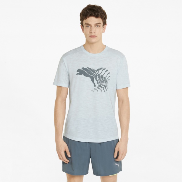 Футболка Puma RUN LOGO SS TEE M 52140120 р.M блакитний
