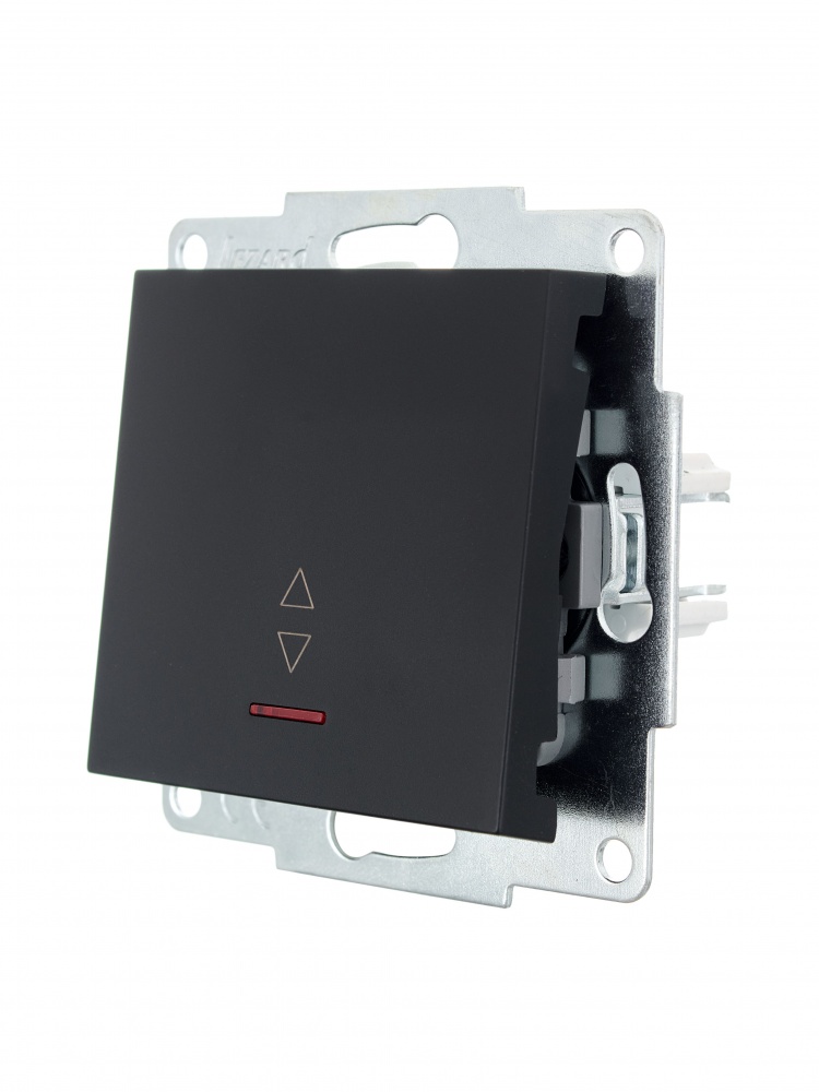 Выключатель проходной одноклавишный Lezard Vesna с подсветкой антрацит 742-4288-114