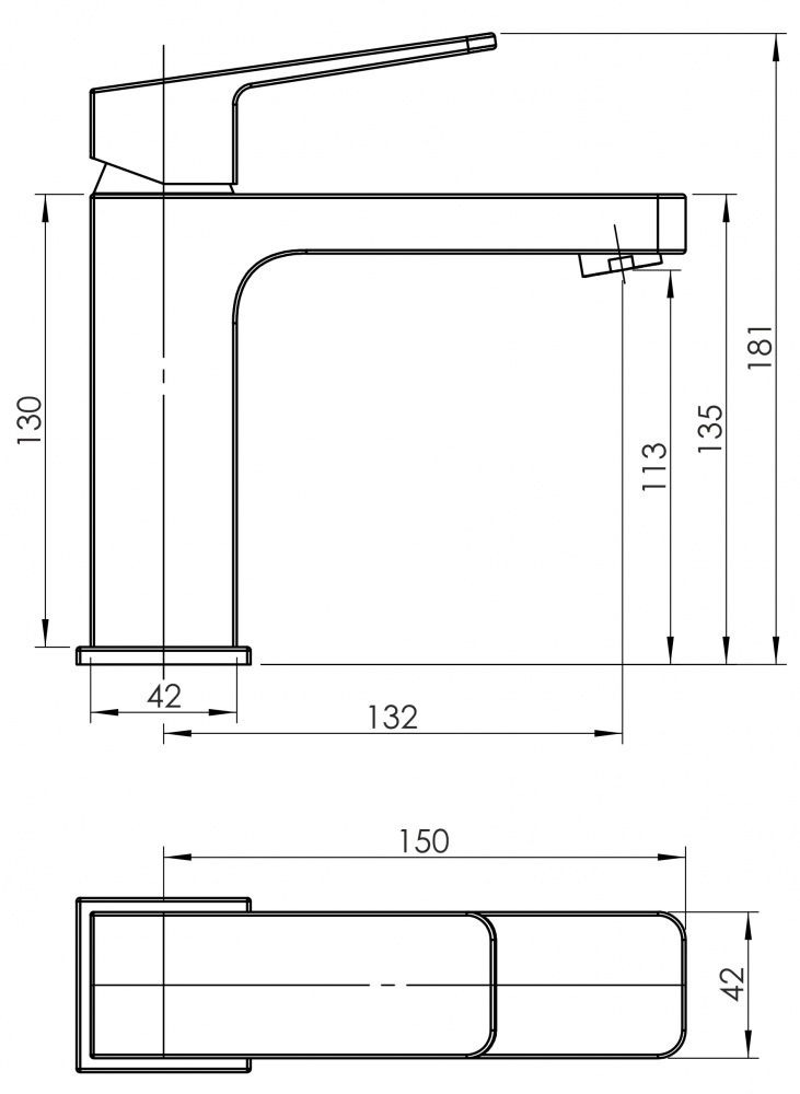 Смеситель для умывальника RJ ROD, хром, 35 мм